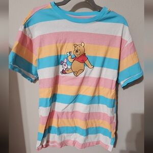Disney Multicolor Striped Tee with Winnie the Pooh